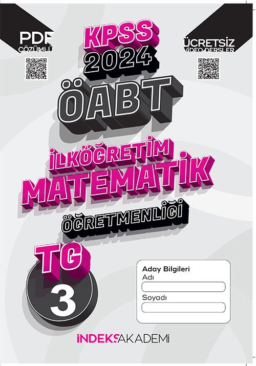 İndeks Akademi 2024 ÖABT TG-3 Türkiye Geneli Deneme İlköğretim Matematik Çözümlü İndeks Akademi Yayıncılık