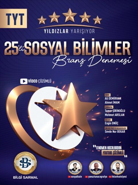 Bilgi Sarmal YKS TYT Sosyal Bilimler Yıldızlar Yarışıyor 25 li Deneme Bilgi Sarmal Yayınları