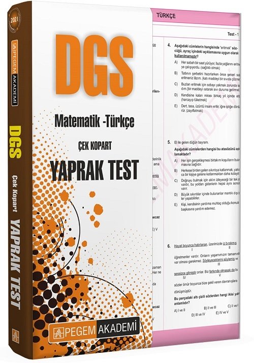 SÜPER FİYAT - Pegem 2021 DGS Yaprak Test Çek Kopart Pegem Akademi Yayınları