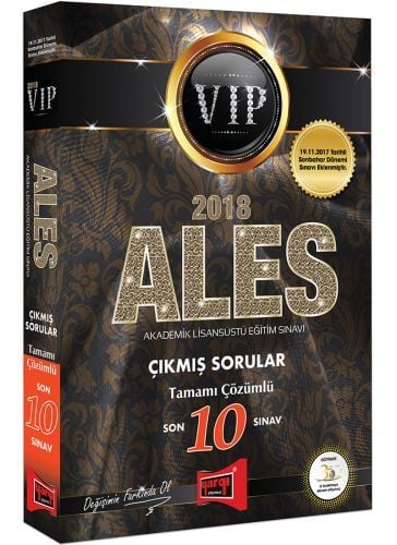 Yargı 2018 ALES VIP Son 10 Sınav Çıkmış Sorular Çözümlü Yargı Yayınları