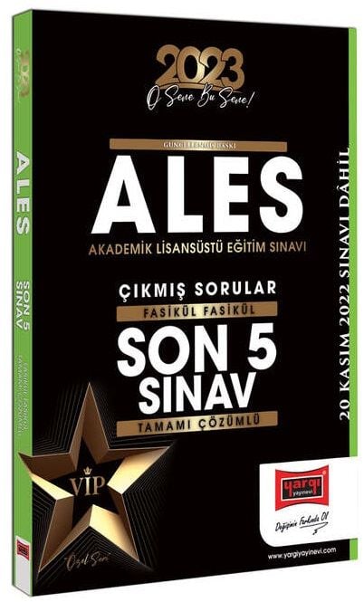 Yargı 2023 ALES VIP Çıkmış Sorular Son 5 Sınav Çözümlü Fasikül Yargı Yayınları