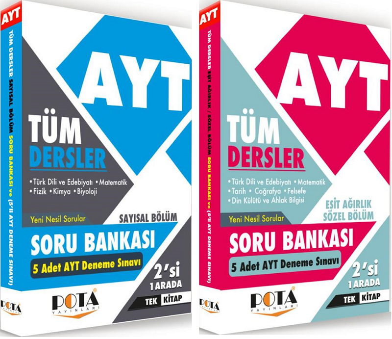 SÜPER FİYAT - Eğitim Dünyası Pota YKS AYT Tüm Dersler Soru Bankası 2 li Set Eğitim Dünyası Pota Yayınları