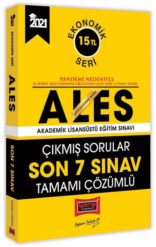 Yargı 2021 ALES Çıkmış Sorular Son 7 Sınav Çözümlü Ekonomik Seri Yargı Yayınları