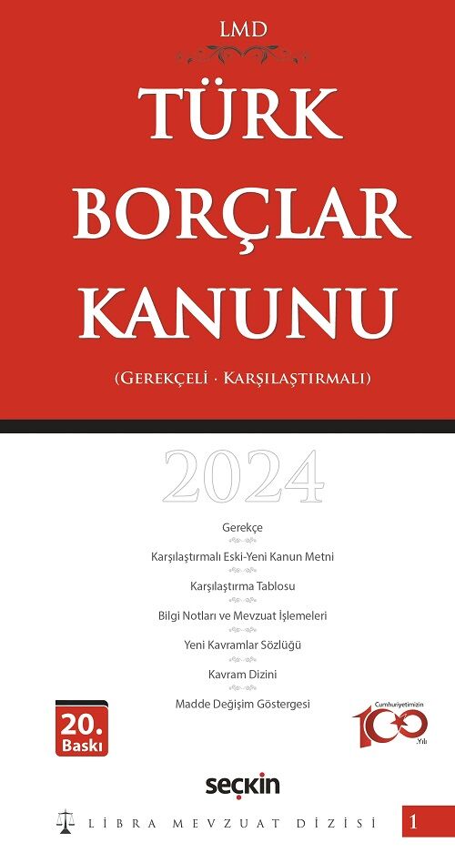 Seçkin 2024 Libra Mevzuat Dizisi Türk Borçlar Kanunu 20. Baskı Seçkin Yayınları