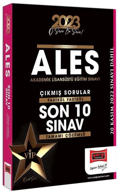 Yargı 2023 ALES VIP Çıkmış Sorular Son 10 Sınav Çözümlü Fasikül Yargı Yayınları