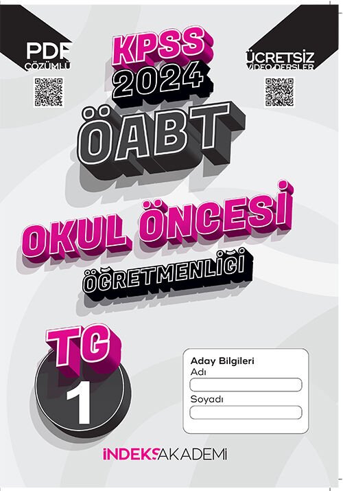 İndeks Akademi 2024 ÖABT TG-1 Türkiye Geneli Deneme Okul Öncesi Çözümlü İndeks Akademi Yayıncılık