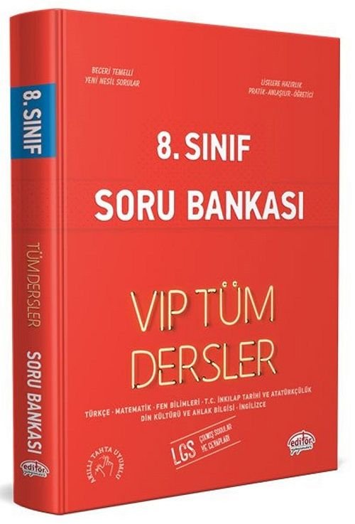 SÜPER FİYAT - Editör 8. Sınıf Tüm Dersler VIP Soru Bankası Kırmızı Kitap Editör Yayınları