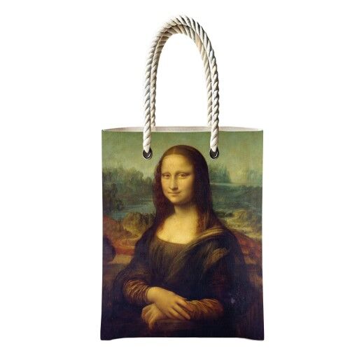 Çantasepette Bez Çanta Mona Lisa Orijinal Tablo Temalı Fermuarlı Günlük Kullanım