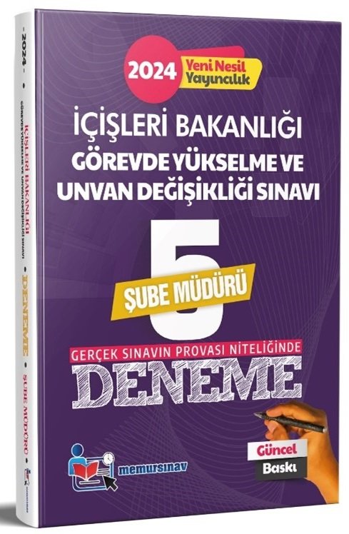 Memur Sınav 2024 GYS İçişleri Bakanlığı Şube Müdürü 5 Deneme Görevde Yükselme Memur Sınav