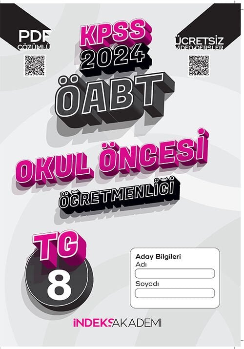 İndeks Akademi 2024 ÖABT TG-8 Türkiye Geneli Deneme Okul Öncesi Çözümlü İndeks Akademi Yayıncılık