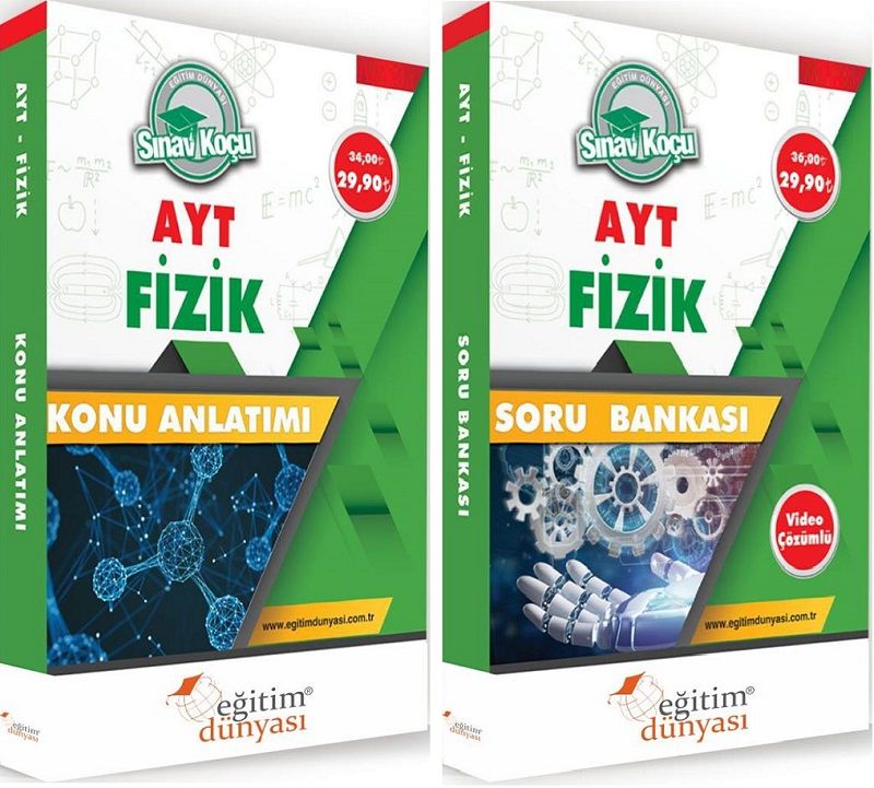 SÜPER FİYAT - Eğitim Dünyası YKS AYT Fizik Sınav Koçu Konu Anlatımı + Soru Bankası 2 li Set Eğitim Dünyası Yayınları