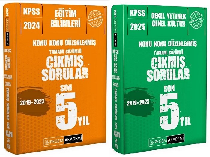 SÜPER FİYAT - Pegem 2024 KPSS Eğitim Bilimleri + GYGK Çıkmış Sorular Son 5 Yıl Konularına Göre 2 li Set Pegem Akademi Yayınları