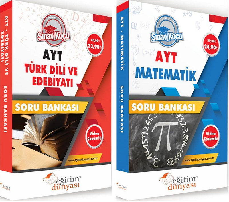 SÜPER FİYAT - Eğitim Dünyası YKS AYT Türk Dili ve Edebiyatı+Matematik Sınav Koçu Soru Bankası 2 li Set Eğitim Dünyası Yayınları