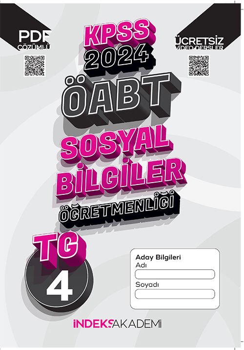 İndeks Akademi 2024 ÖABT TG-4 Türkiye Geneli Deneme Sosyal Bilgiler Çözümlü İndeks Akademi Yayıncılık