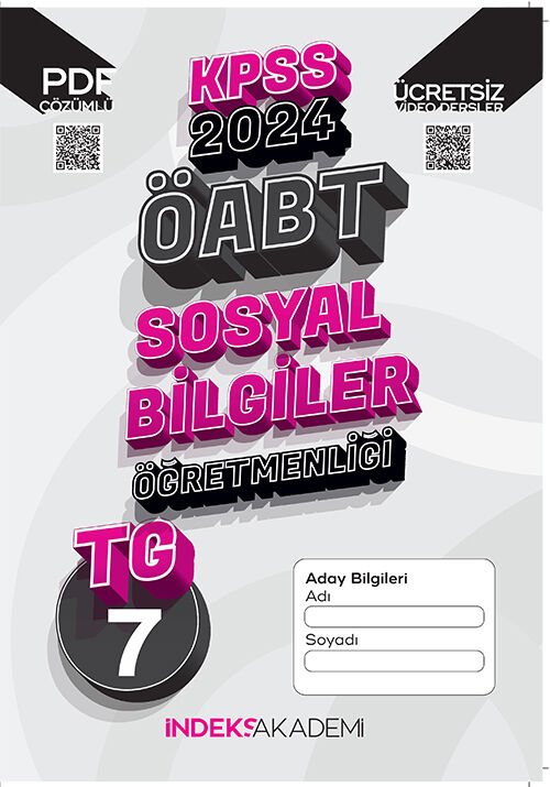 İndeks Akademi 2024 ÖABT TG-7 Türkiye Geneli Deneme Sosyal Bilgiler Çözümlü İndeks Akademi Yayıncılık