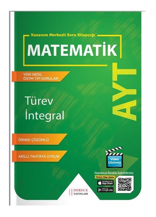 Derece YKS AYT Matematik Türev İntegral Kazanım Merkezli Soru Kitapçığı Video Çözümlü Derece Yayınları