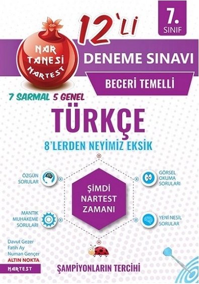 Nartest 7. Sınıf Türkçe Nar Tanesi 12 Deneme Nartest Yayınları