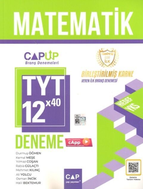 Çap Yayınları YKS TYT Matematik Birleştirilmiş Karne 12x40 UP Deneme Video Çözümlü Çap Yayınları