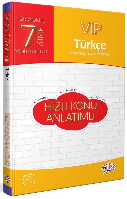 Editör 7. Sınıf VIP Türkçe Hızlı Konu Anlatımlı Editör Yayınları