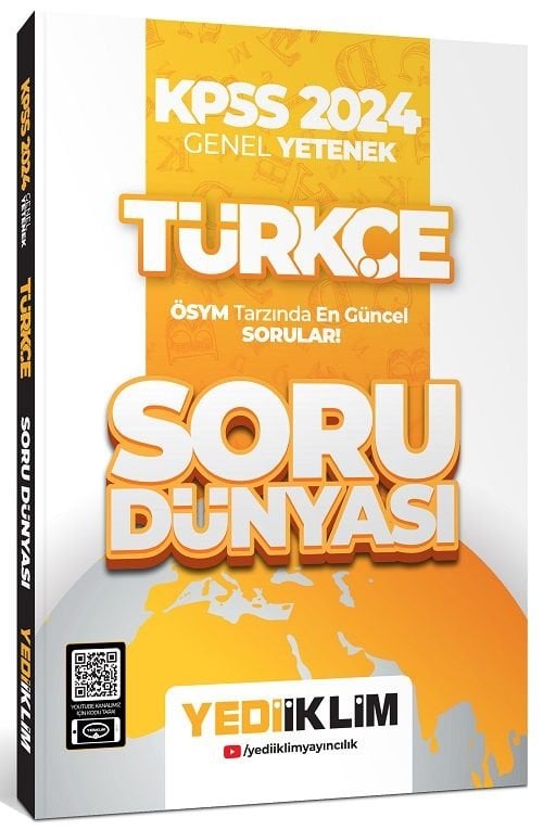 Yediiklim 2024 KPSS Türkçe Soru Dünyası Soru Bankası Çözümlü Yediiklim Yayınları