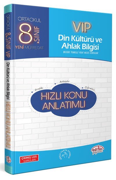 Editör 8. Sınıf VIP Din Kültürü ve Ahlak Bilgisi Hızlı Konu Anlatımlı Editör Yayınları