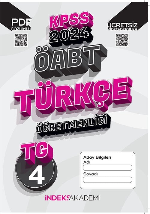 İndeks Akademi 2024 ÖABT TG-4 Türkiye Geneli Deneme Türkçe Çözümlü İndeks Akademi Yayıncılık