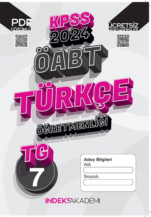 İndeks Akademi 2024 ÖABT TG-7 Türkiye Geneli Deneme Türkçe Çözümlü İndeks Akademi Yayıncılık