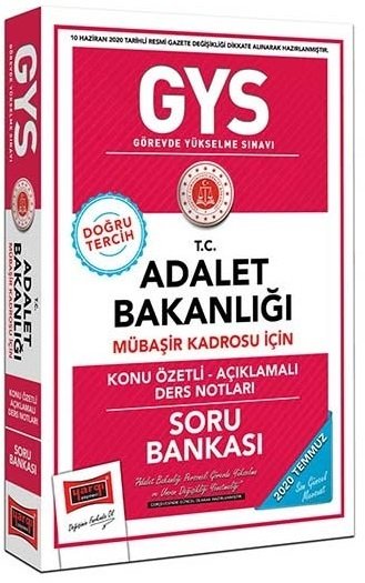 Yargı 2020 GYS Adalet Bakanlığı Mübaşir Kadrosu Konu Özetli Açıklamalı Soru Bankası Görevde Yükselme Yargı Yayınları