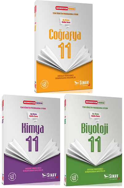 SÜPER FİYAT - Sınav 11. Sınıf Kimya+Biyoloji+Coğrafya Akardiyon Aç Konu Katla Soru 3 lü Set Sınav Yayınları