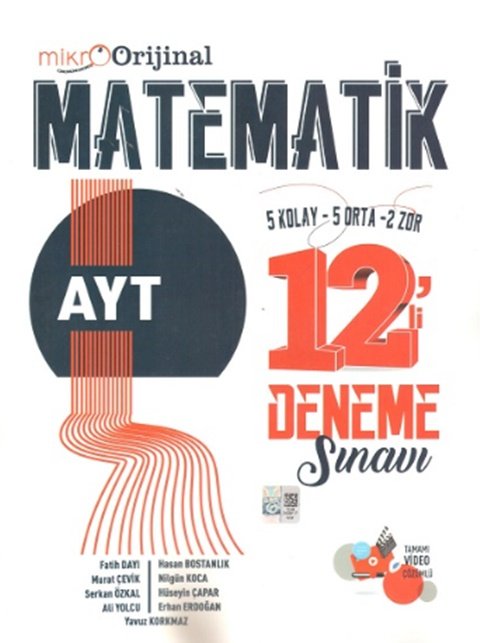 Orijinal YKS AYT Matematik 12 li Mikro Deneme Orijinal Yayınları