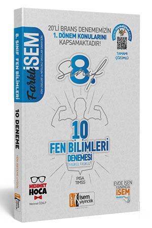 İsem 8. Sınıf Farklı İsem 1. Dönem Fen Bilimleri 10 Branş Deneme Video Çözümlü İsem Yayıncılık