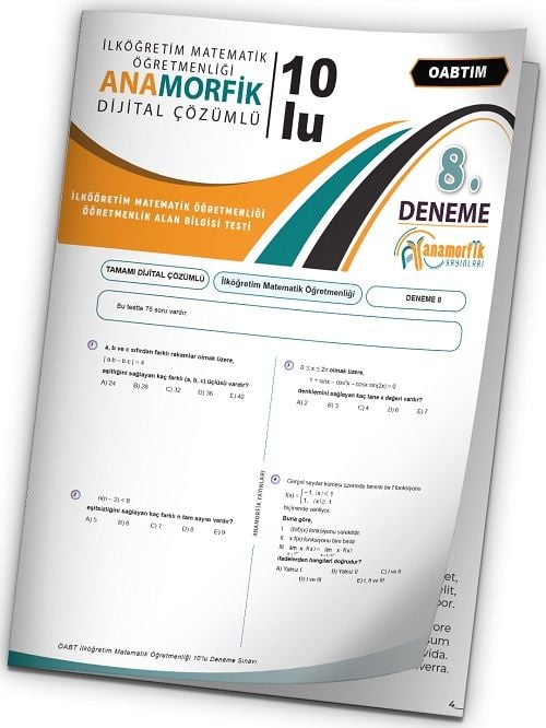 Anamorfik 2023 ÖABT İlköğretim Matematik Öğretmenliği Türkiye Geneli Deneme 8. Kitapçık Dijital Çözümlü Anamorfik Yayınları