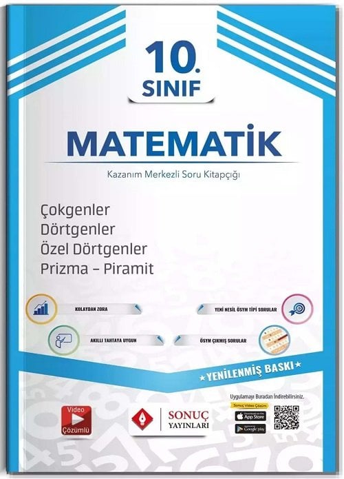 Sonuç 10. Sınıf Matematik Çokgenler-Dörtgenler-Özel Dörtgenler-Prizma-Piramit Soru Bankası Sonuç Yayınları