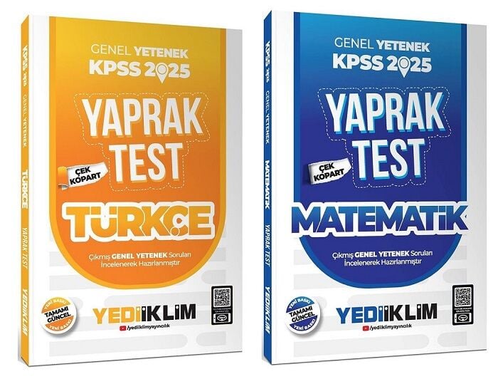 Yediiklim 2025 KPSS Türkçe+Matematik Yaprak Test 2 li Set Yediiklim Yayınları