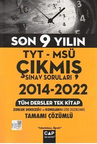 Çap Yayınları YKS TYT MSÜ Tüm Dersler 2014-2022 Son 9 Yıl Çıkmış Sınav Soruları Tek Kitap Çözümlü Çap Yayınları