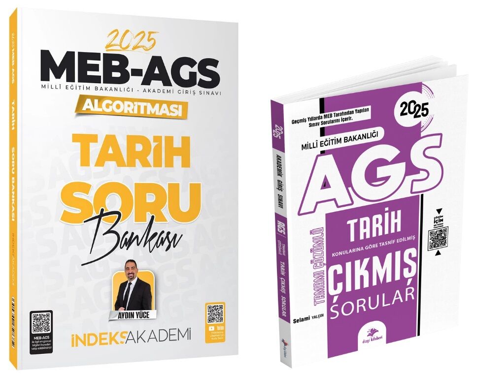 İndeks + Dizgi 2025 MEB-AGS Algoritması Tarih Soru Bankası + Çıkmış Sorular 2 li Set - Aydın Yüce İndeks Akademi + Dizgi Kitap Yayıncılık