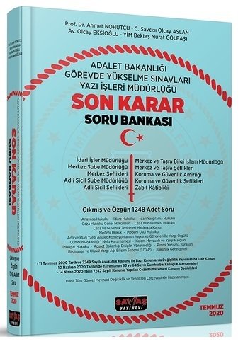 Savaş 2020 GYS Adalet Bakanlığı Yazı İşleri Müdürlüğü Son Karar Soru Bankası Görevde Yükselme - Ahmet Nohutçu Savaş Yayınları