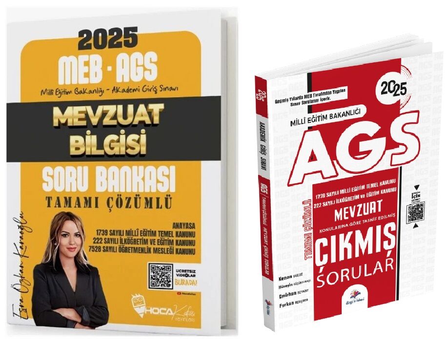 Hoca Kafası + Dizgi 2025 MEB-AGS Mevzuat Bilgisi Soru Bankası + Çıkmış Sorular 2 li Set - Esra Özkan Karaoğlu Hoca Kafası + Dizgi Kitap Yayınları