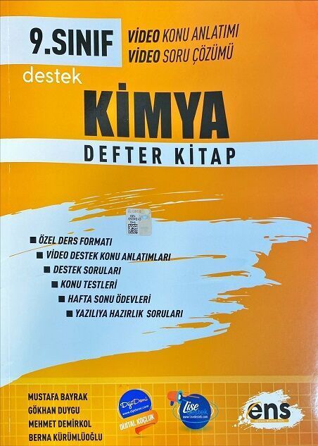 ENS Yayınları 9. Sınıf Kimya Destek Defter Kitap ENS Yayınları