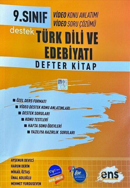 ENS Yayınları 9. Sınıf Türk Dili ve Edebiyatı Destek Defter Kitap ENS Yayınları