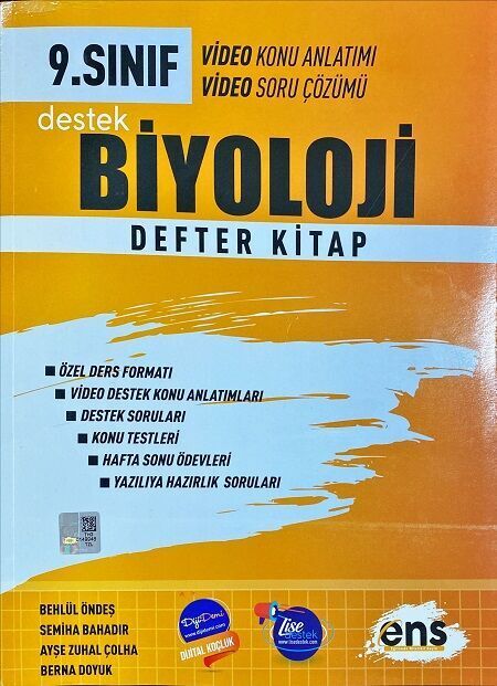 ENS Yayınları 9. Sınıf Biyoloji Destek Defter Kitap ENS Yayınları