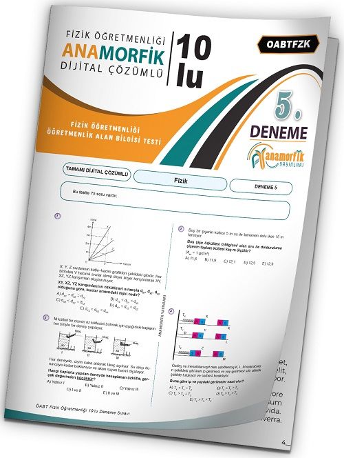 Anamorfik 2023 ÖABT Fizik Öğretmenliği Türkiye Geneli Deneme 5. Kitapçık Dijital Çözümlü Anamorfik Yayınları