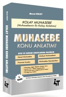 4T Yayınları KPSS A Grubu Kolay Muhasebe Konu Anlatımı 3. Baskı - Murat Kolay 4T Yayınları