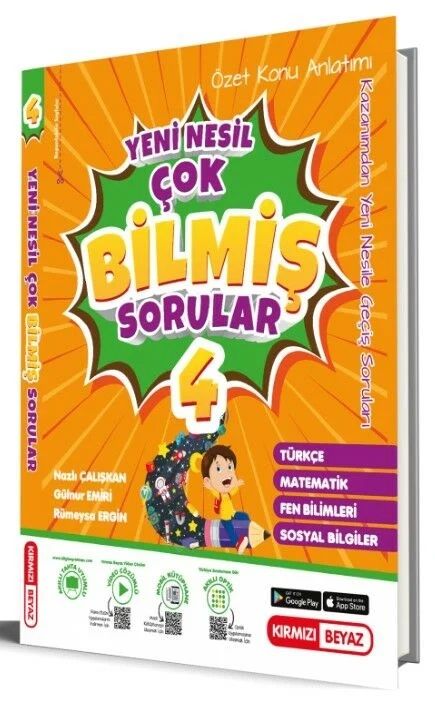 Kırmızı Beyaz 4. Sınıf Tüm Dersler Yeni Nesil Çok Bilmiş Sorular Kırmızı Beyaz Yayınları