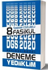 Yediiklim 2020 DGS 8 Deneme Çözümlü Fasikül Yediiklim Yayınları