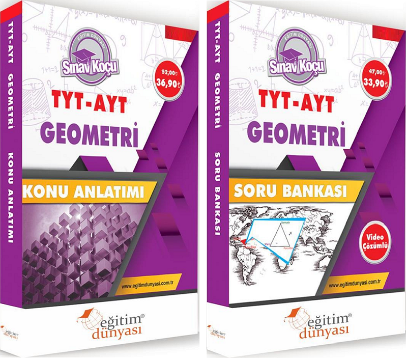 SÜPER FİYAT - Eğitim Dünyası YKS TYT AYT Geometri Sınav Koçu Konu Anlatımı + Soru Bankası 2 li Set Eğitim Dünyası Yayınları