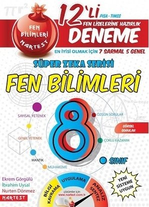 Nartest 8. Sınıf Fen Bilimleri Süper Zeka Sarisi 12 Deneme Nartest Yayınları