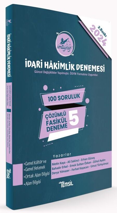 Temsil 2024 İMTİYAZ İdari Hakimlik Fasikül 5 Deneme Çözümlü - Ali Sakinci Temsil Yayınları