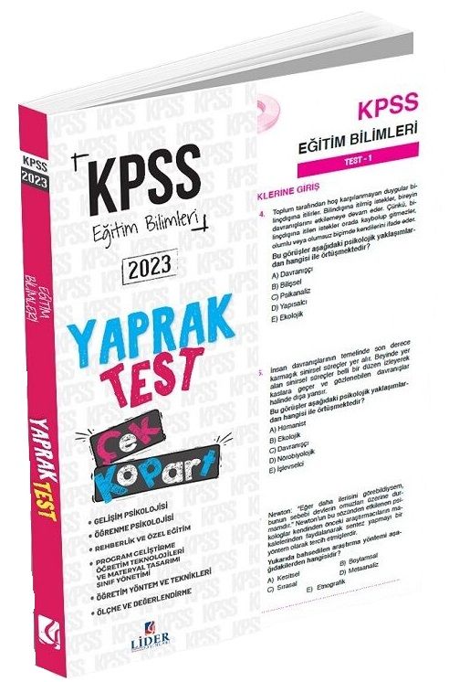 SÜPER FİYAT - Lider 2023 KPSS Eğitim Bilimleri Yaprak Test Çek Kopart Lider Yayınları