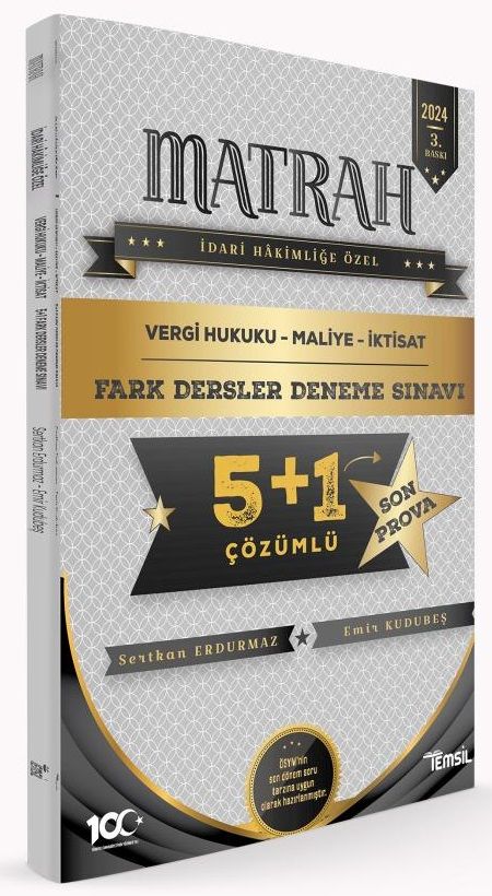 Temsil 2024 MATRAH İdari Hakimlik Vergi Hukuku-Maliye-İktisat Fark Dersler 6 Deneme Çözümlü 3. Baskı Temsil Yayınları